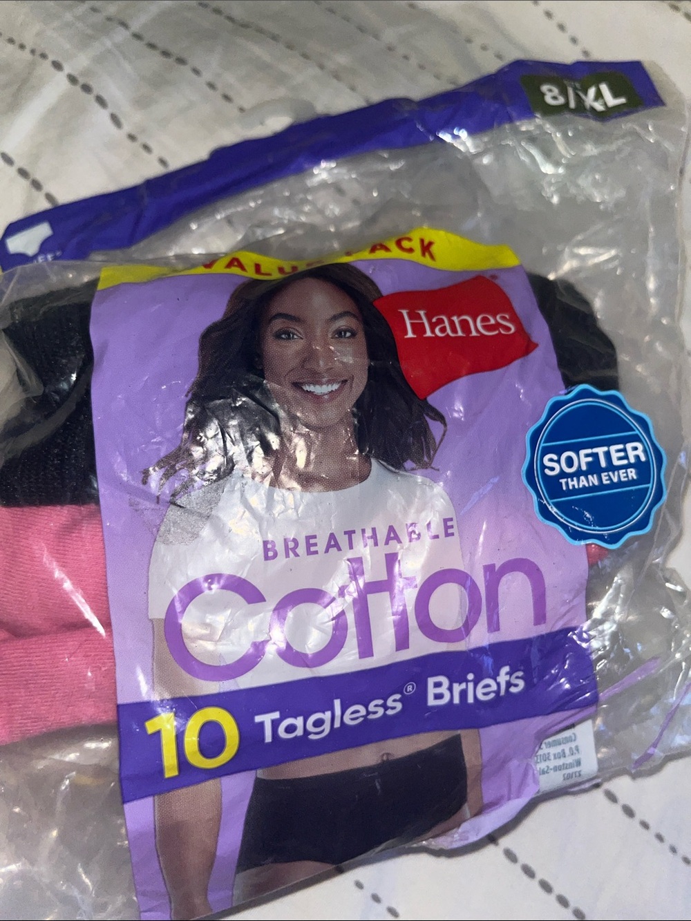 Brand new Hanes Cotton Tagless Briefs - Black & Pink (2 Pack) 4less $ open pack - Picture 2 of 4